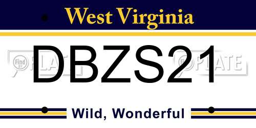 DBZS21 West Virginia License Plate
