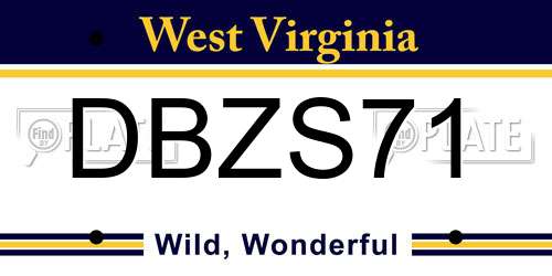 DBZS71 West Virginia License Plate