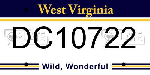 DC10722 West Virginia License Plate