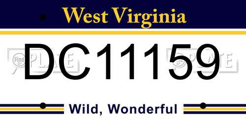 DC11159 West Virginia License Plate