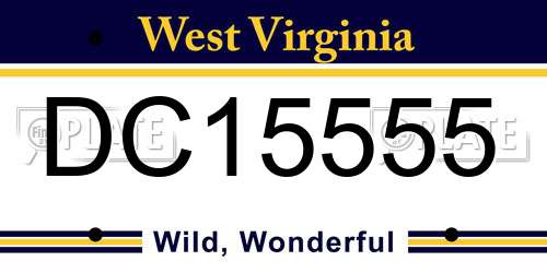 DC15555 West Virginia License Plate