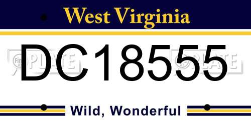 DC18555 West Virginia License Plate