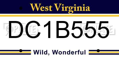 DC1B555 West Virginia License Plate