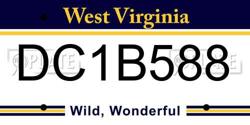 DC1B588 West Virginia License Plate