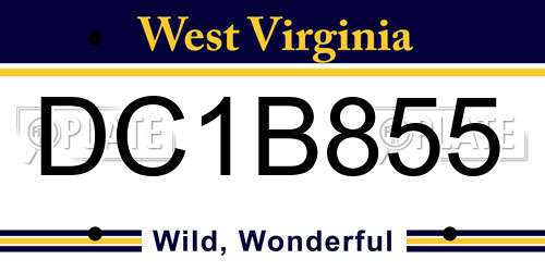 DC1B855 West Virginia License Plate