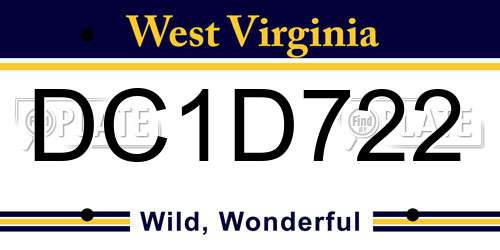 DC1D722 West Virginia License Plate
