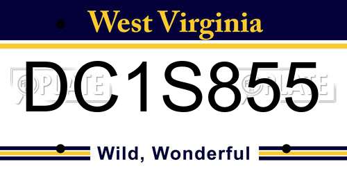 DC1S855 West Virginia License Plate