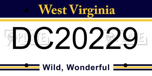 DC20229 West Virginia License Plate
