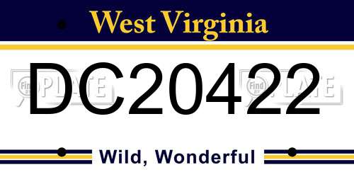 DC20422 West Virginia License Plate