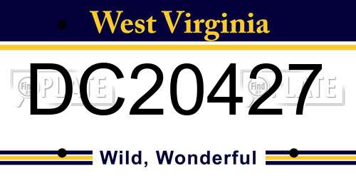 DC20427 West Virginia License Plate