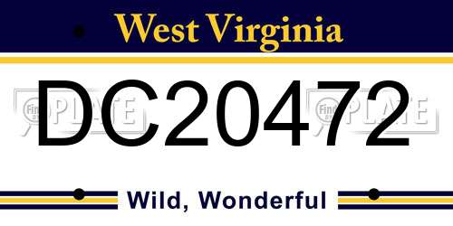 DC20472 West Virginia License Plate