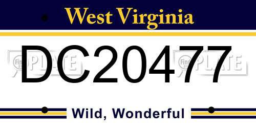 DC20477 West Virginia License Plate
