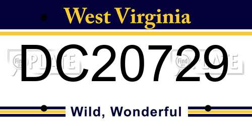 DC20729 West Virginia License Plate