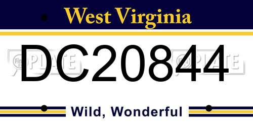 DC20844 West Virginia License Plate