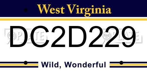 DC2D229 West Virginia License Plate