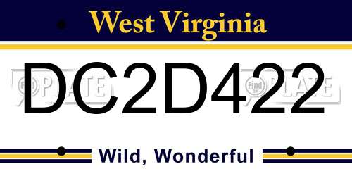 DC2D422 West Virginia License Plate