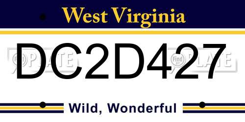 DC2D427 West Virginia License Plate