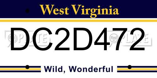 DC2D472 West Virginia License Plate