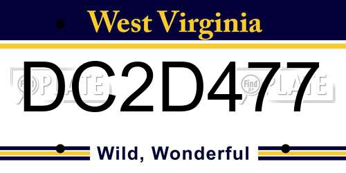 DC2D477 West Virginia License Plate