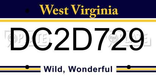 DC2D729 West Virginia License Plate