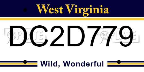 DC2D779 West Virginia License Plate