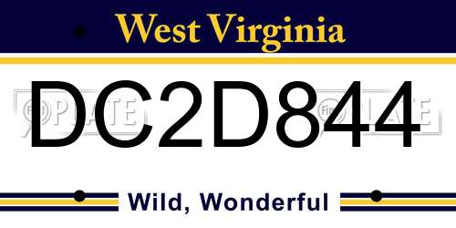 DC2D844 West Virginia License Plate