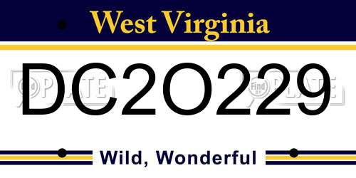 DC2O229 West Virginia License Plate