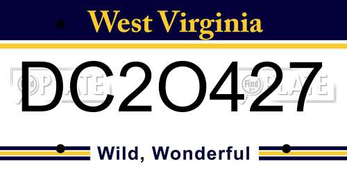 DC2O427 West Virginia License Plate