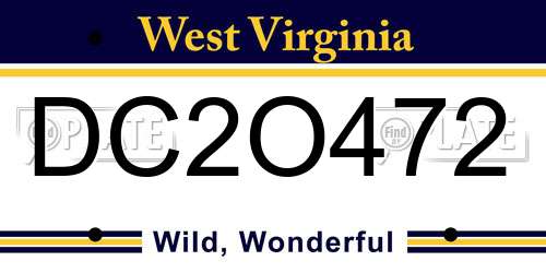 DC2O472 West Virginia License Plate