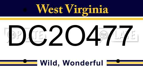 DC2O477 West Virginia License Plate