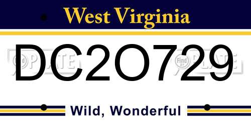 DC2O729 West Virginia License Plate