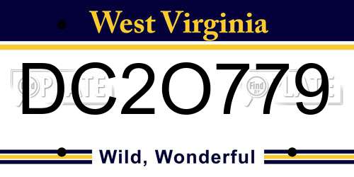 DC2O779 West Virginia License Plate