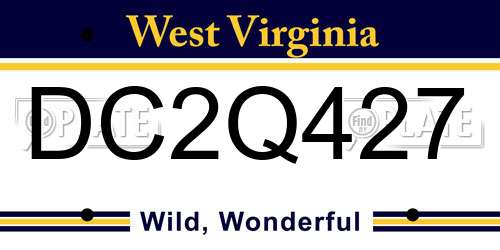 DC2Q427 West Virginia License Plate