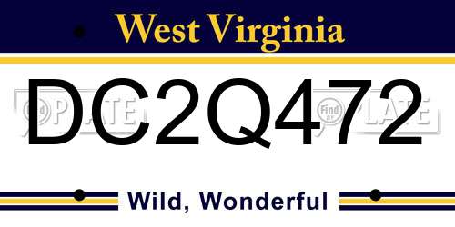 DC2Q472 West Virginia License Plate