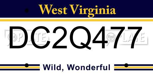 DC2Q477 West Virginia License Plate