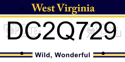 DC2Q729 West Virginia License Plate