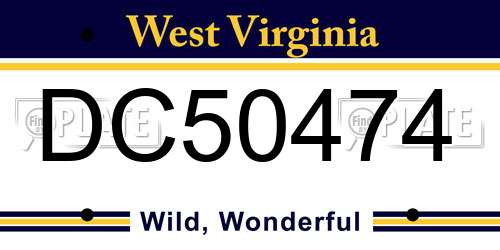 DC50474 West Virginia License Plate