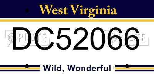 DC52066 West Virginia License Plate