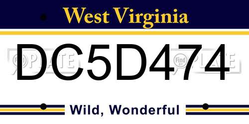 DC5D474 West Virginia License Plate