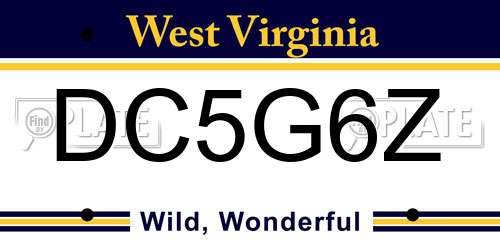 DC5G6Z West Virginia License Plate