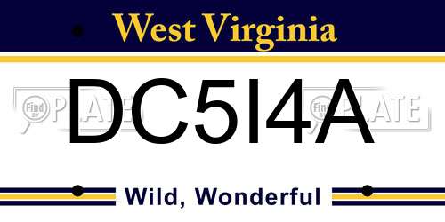 DC5I4A West Virginia License Plate