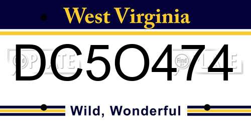 DC5O474 West Virginia License Plate
