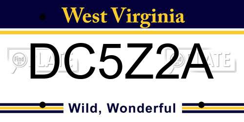 DC5Z2A West Virginia License Plate