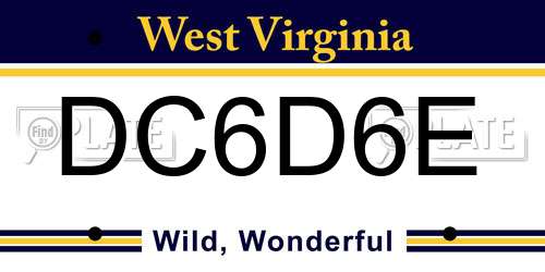 DC6D6E West Virginia License Plate