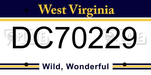 DC70229 West Virginia License Plate