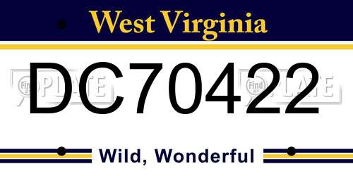 DC70422 West Virginia License Plate