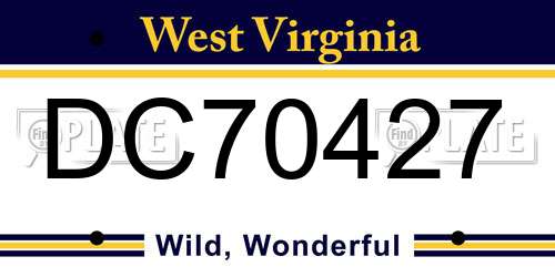 DC70427 West Virginia License Plate