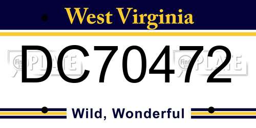 DC70472 West Virginia License Plate