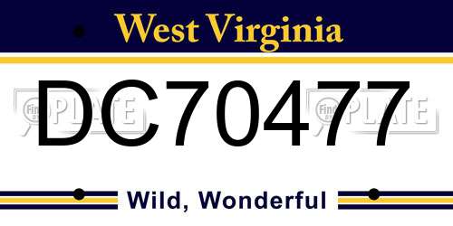 DC70477 West Virginia License Plate