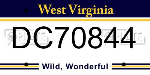 DC70844 West Virginia License Plate